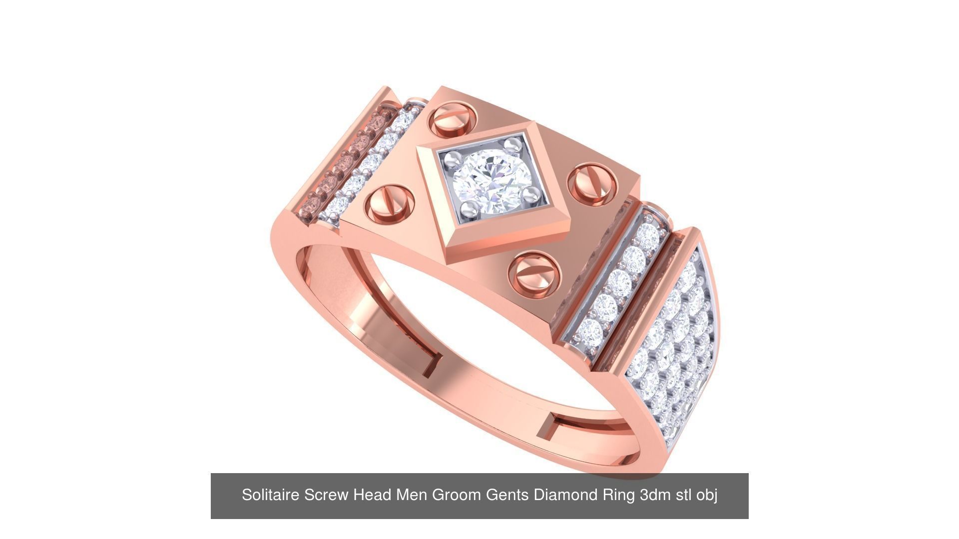 97 Solitaire Men Groom Gents Diamond Ring 3dm stl obj mtl 3mf  3D Model Collection_35