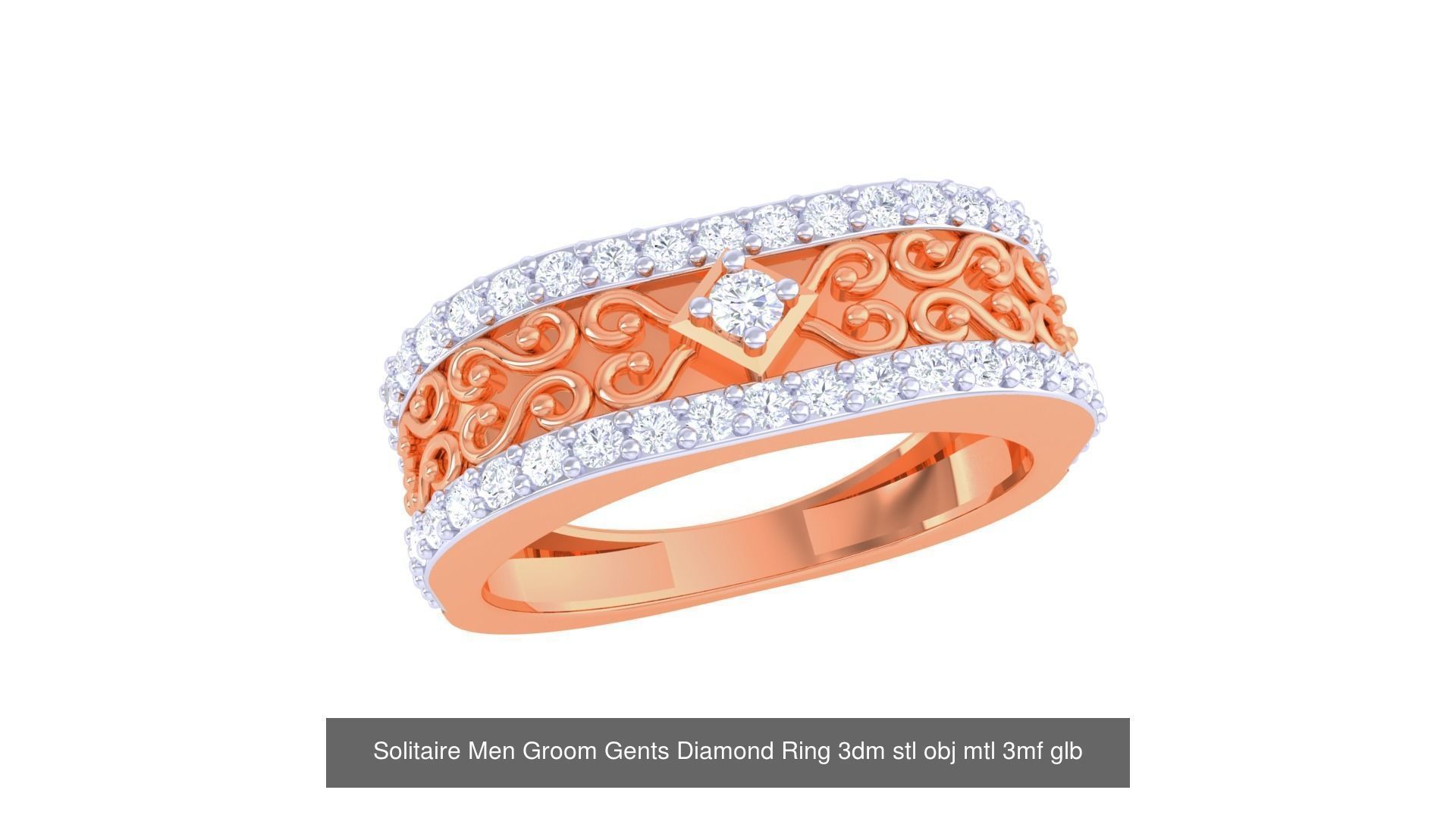 97 Solitaire Men Groom Gents Diamond Ring 3dm stl obj mtl 3mf  3D Model Collection_58