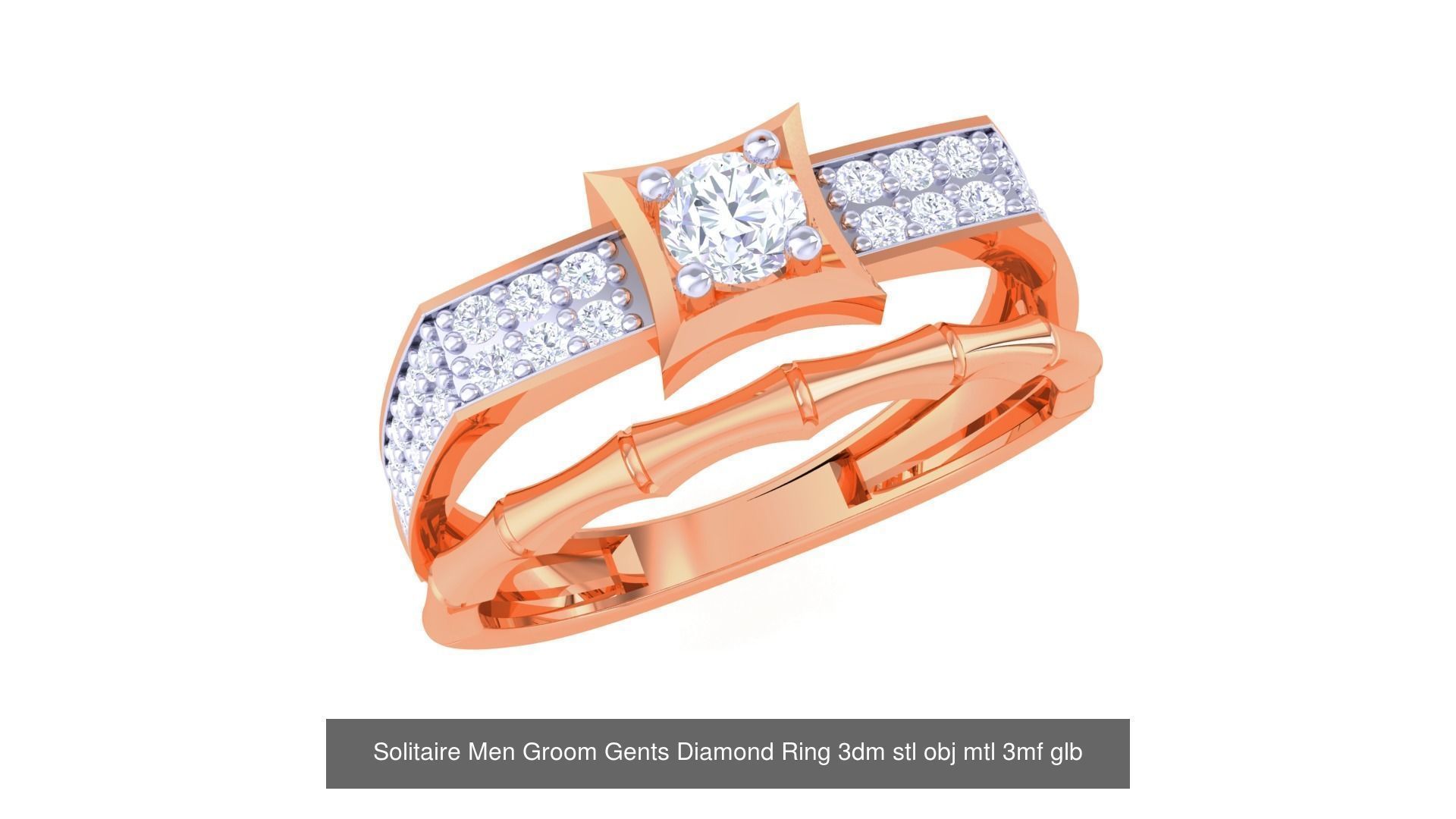 97 Solitaire Men Groom Gents Diamond Ring 3dm stl obj mtl 3mf  3D Model Collection_46