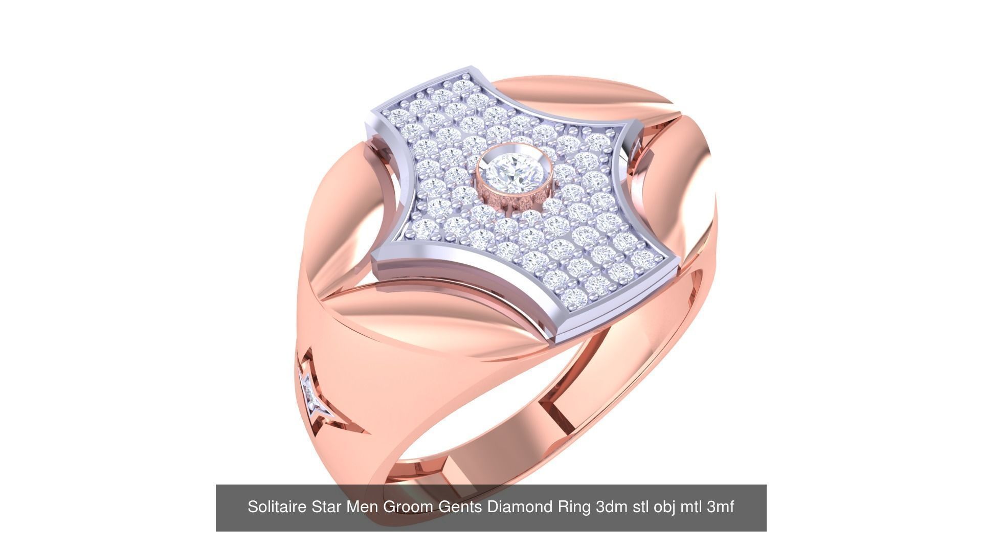 97 Solitaire Men Groom Gents Diamond Ring 3dm stl obj mtl 3mf  3D Model Collection_49