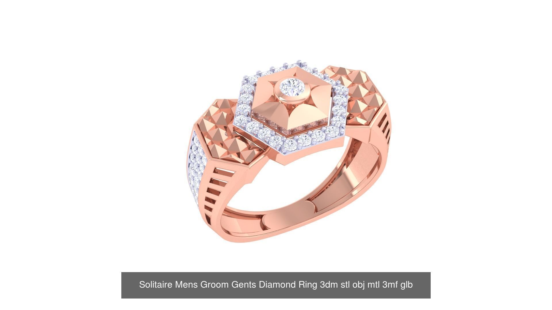97 Solitaire Men Groom Gents Diamond Ring 3dm stl obj mtl 3mf  3D Model Collection_84