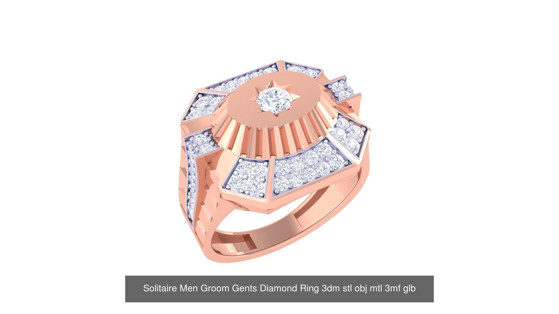 97 Solitaire Men Groom Gents Diamond Ring 3dm stl obj mtl 3mf  3D Model Collection_93