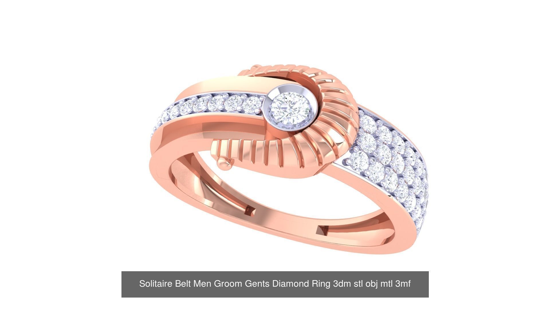 97 Solitaire Men Groom Gents Diamond Ring 3dm stl obj mtl 3mf  3D Model Collection_89