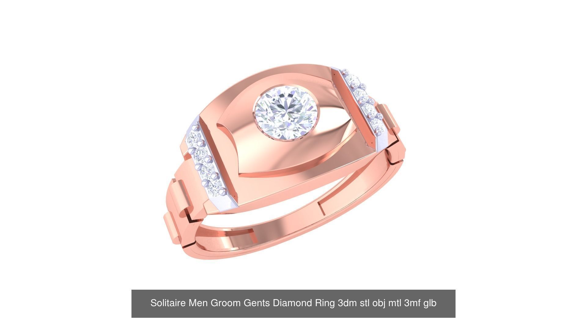 97 Solitaire Men Groom Gents Diamond Ring 3dm stl obj mtl 3mf  3D Model Collection_67