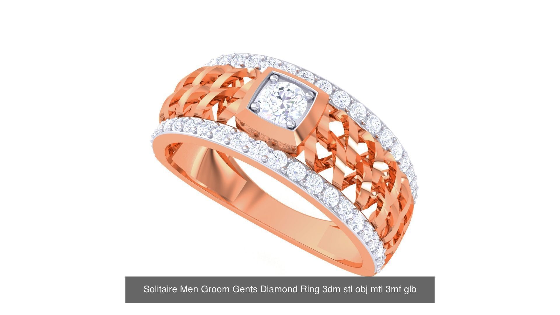 97 Solitaire Men Groom Gents Diamond Ring 3dm stl obj mtl 3mf  3D Model Collection_33