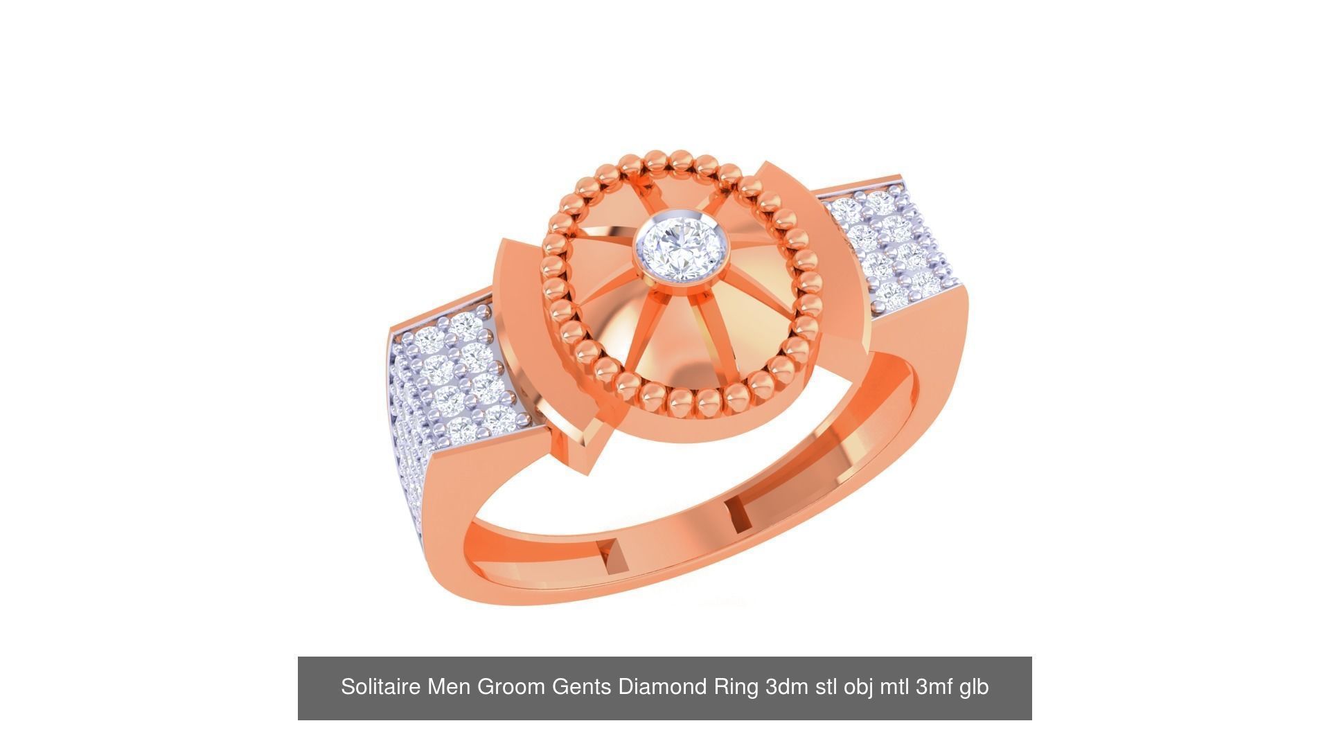 97 Solitaire Men Groom Gents Diamond Ring 3dm stl obj mtl 3mf  3D Model Collection_50