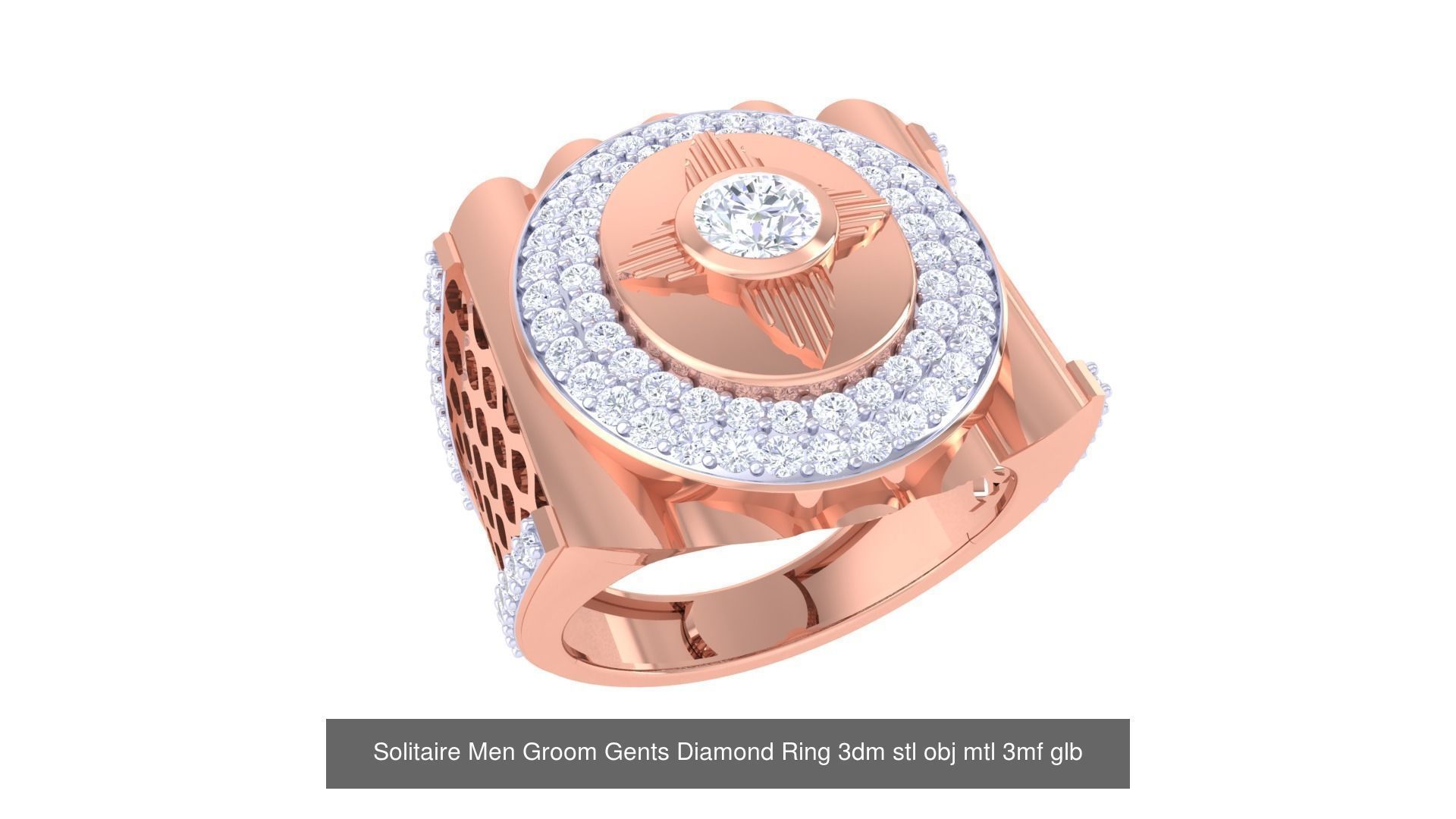 97 Solitaire Men Groom Gents Diamond Ring 3dm stl obj mtl 3mf  3D Model Collection_80