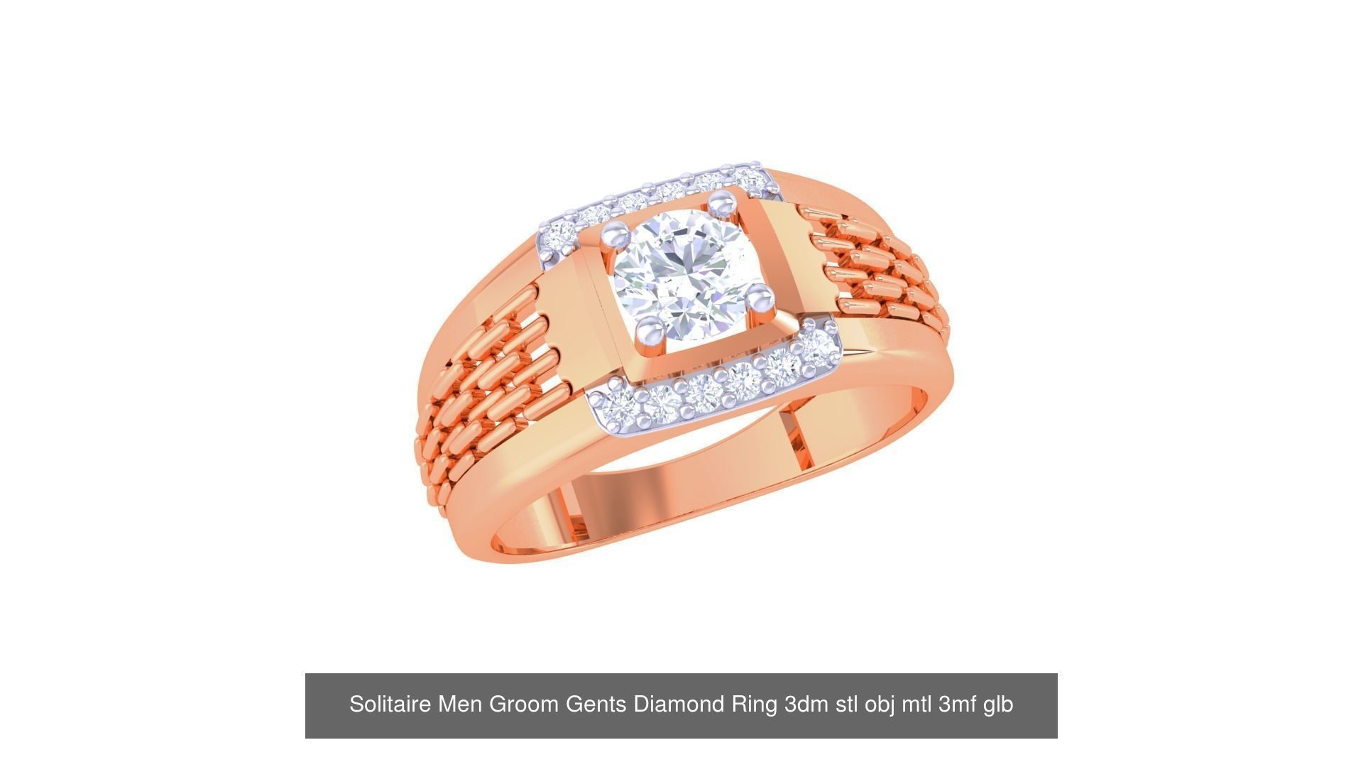 97 Solitaire Men Groom Gents Diamond Ring 3dm stl obj mtl 3mf  3D Model Collection_56