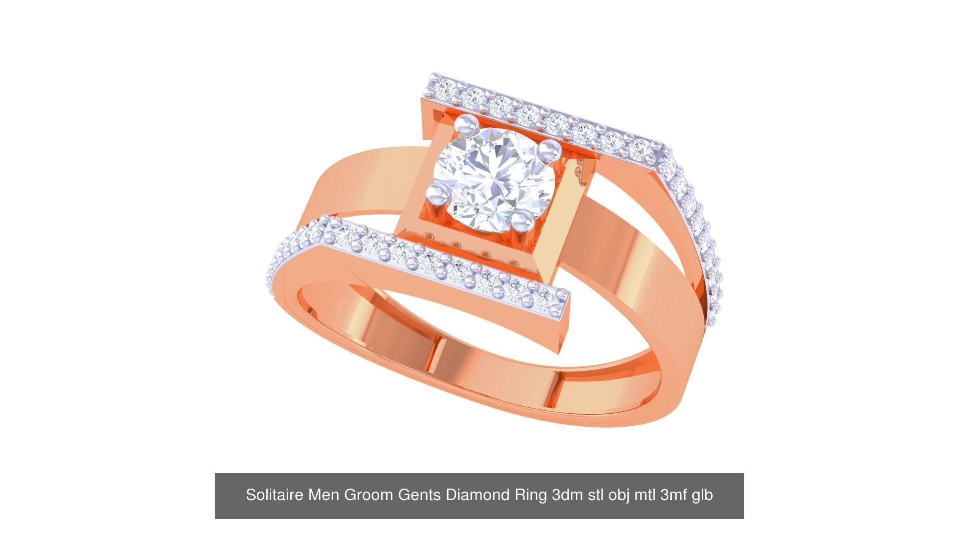 97 Solitaire Men Groom Gents Diamond Ring 3dm stl obj mtl 3mf  3D Model Collection_54