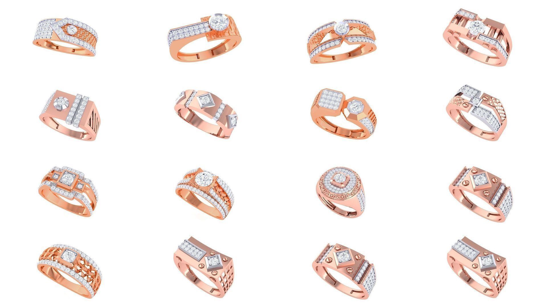 97 Solitaire Men Groom Gents Diamond Ring 3dm stl obj mtl 3mf  3D Model Collection_2