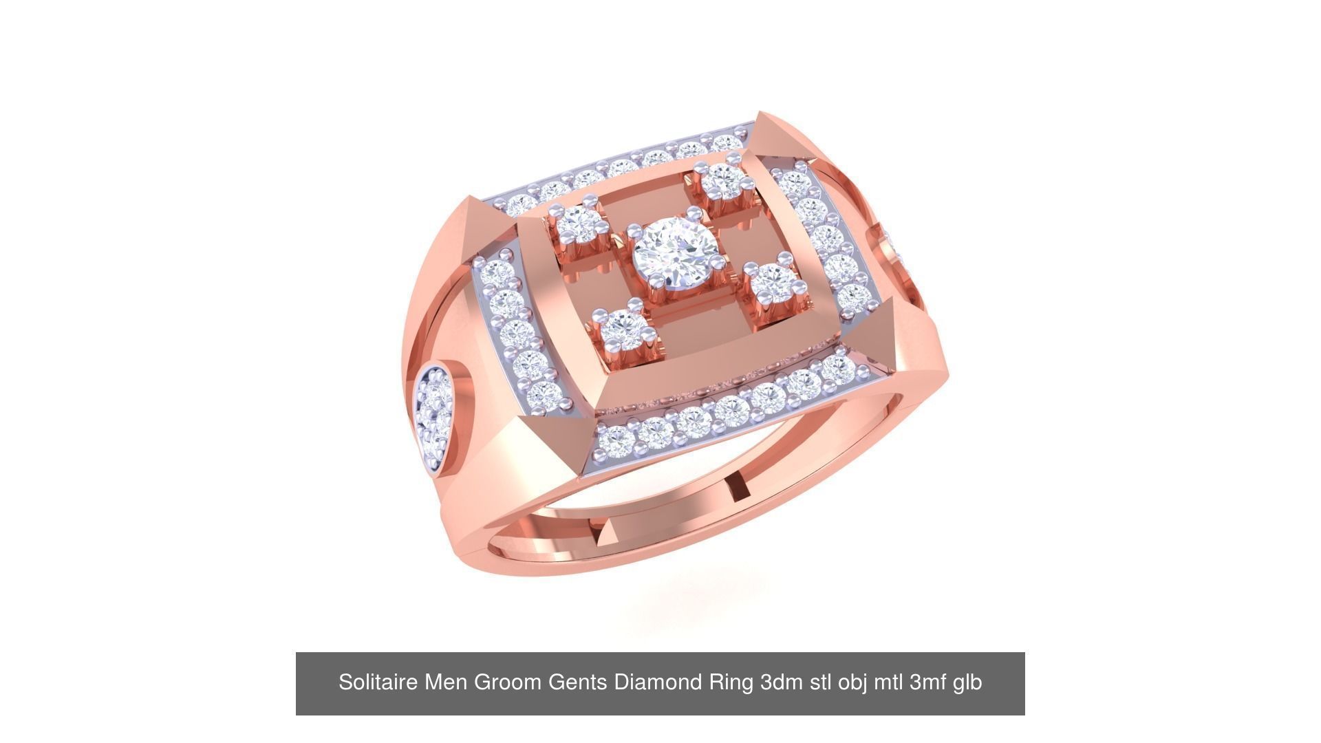 97 Solitaire Men Groom Gents Diamond Ring 3dm stl obj mtl 3mf  3D Model Collection_52