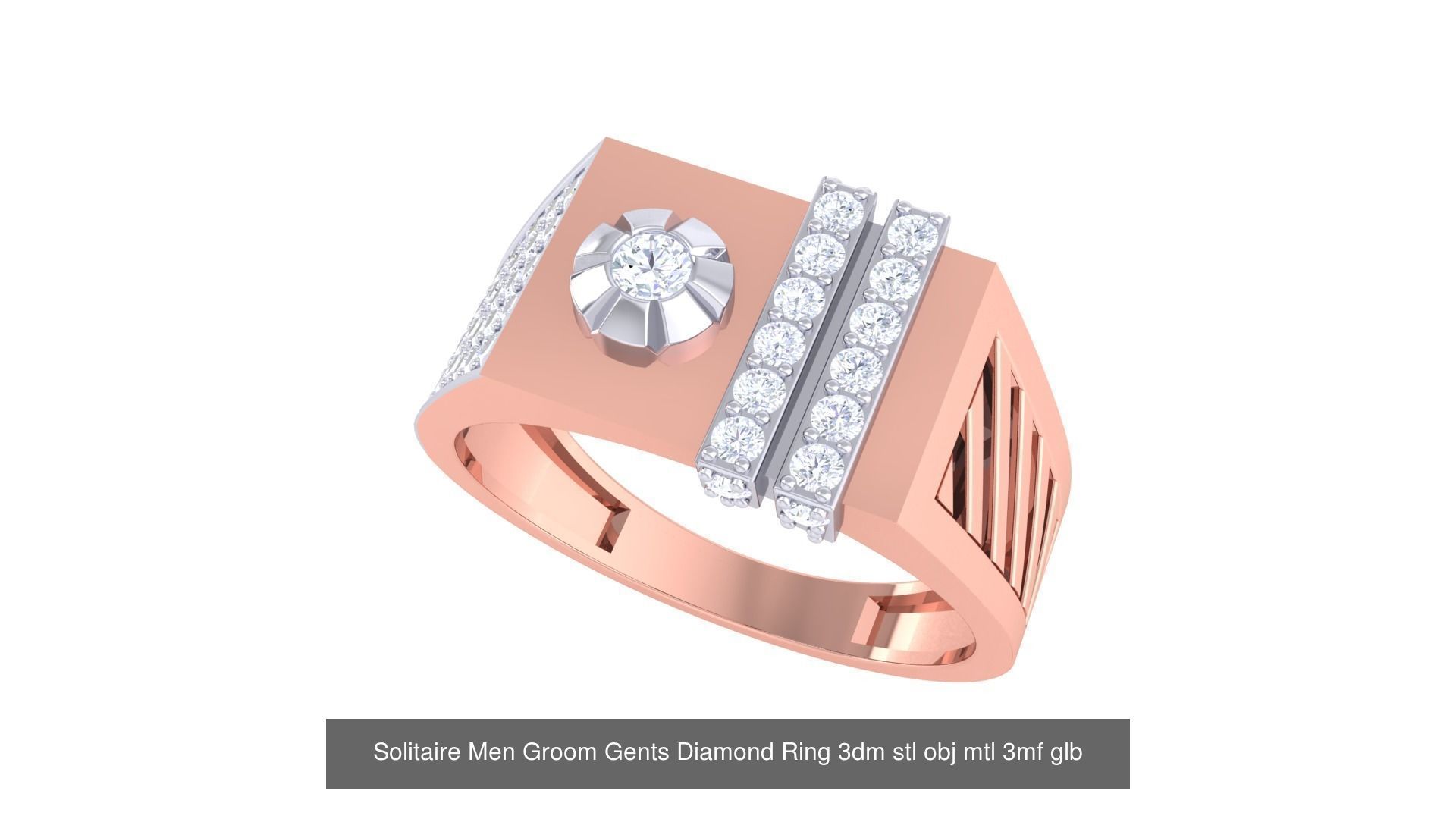 97 Solitaire Men Groom Gents Diamond Ring 3dm stl obj mtl 3mf  3D Model Collection_25