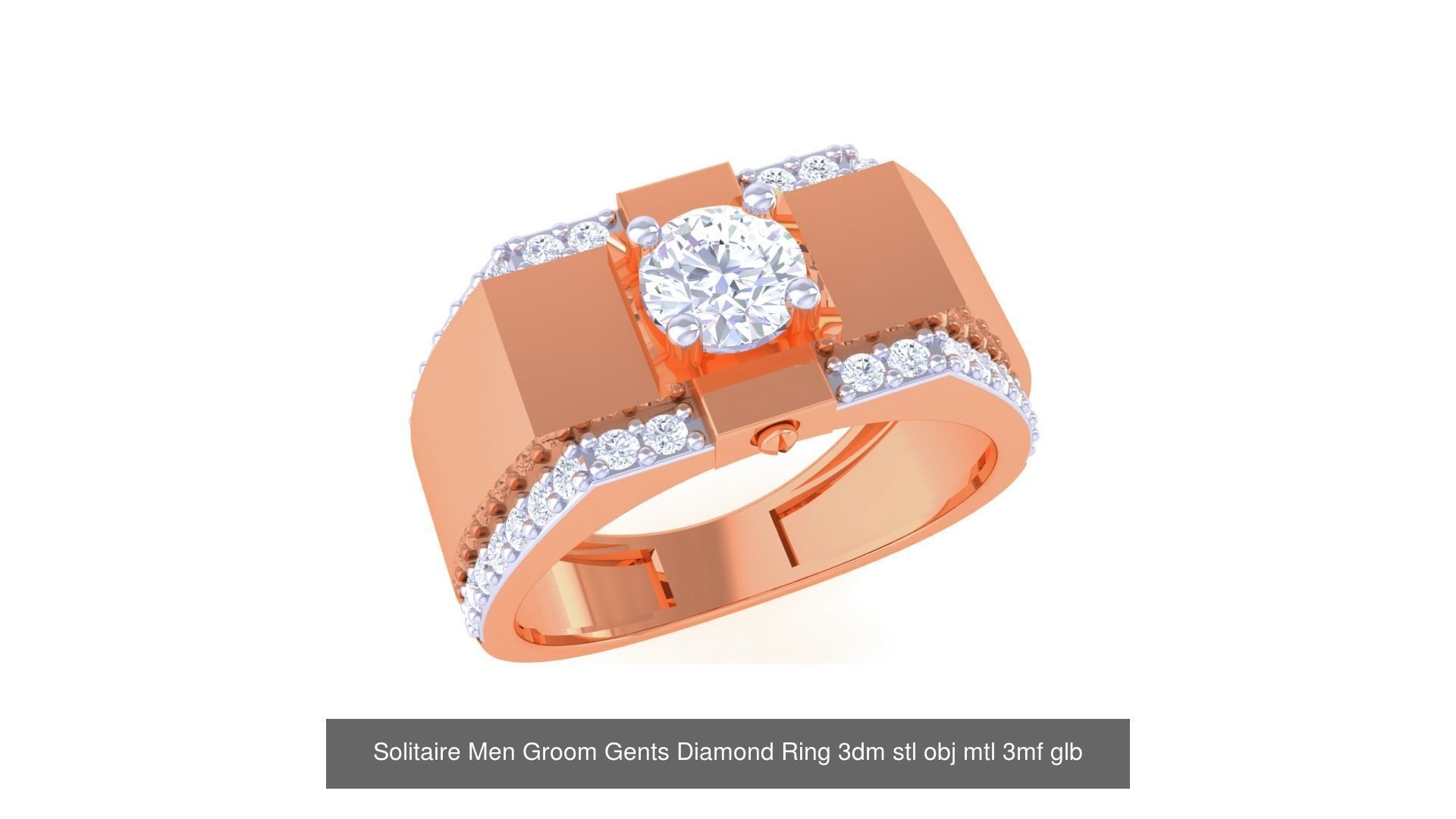 97 Solitaire Men Groom Gents Diamond Ring 3dm stl obj mtl 3mf  3D Model Collection_55