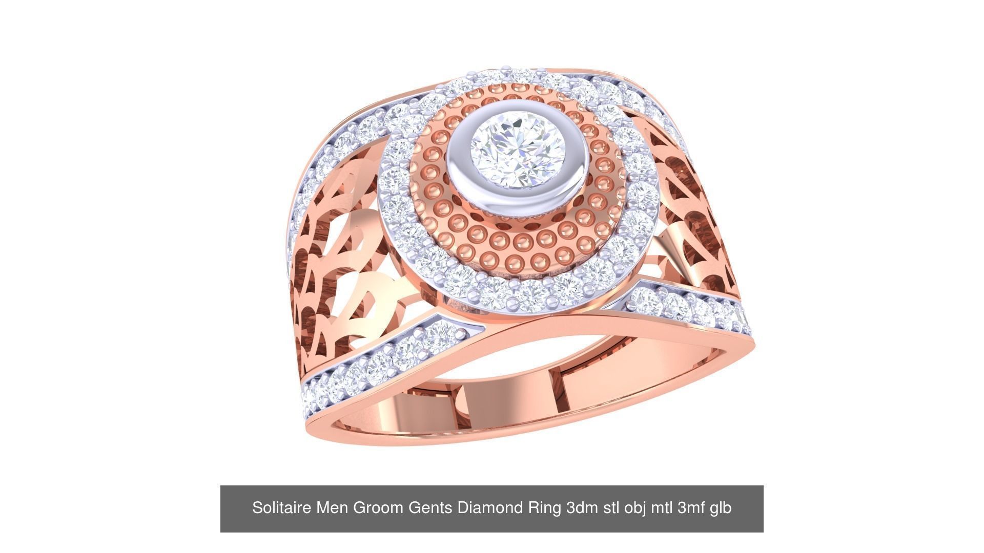 97 Solitaire Men Groom Gents Diamond Ring 3dm stl obj mtl 3mf  3D Model Collection_70