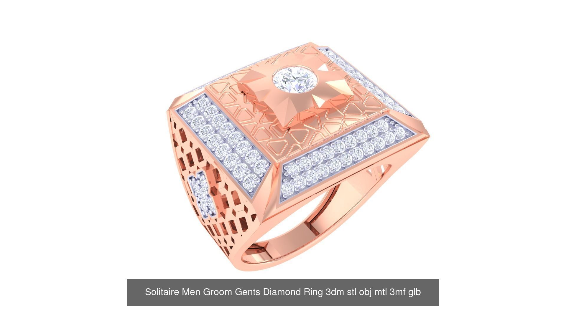 97 Solitaire Men Groom Gents Diamond Ring 3dm stl obj mtl 3mf  3D Model Collection_71