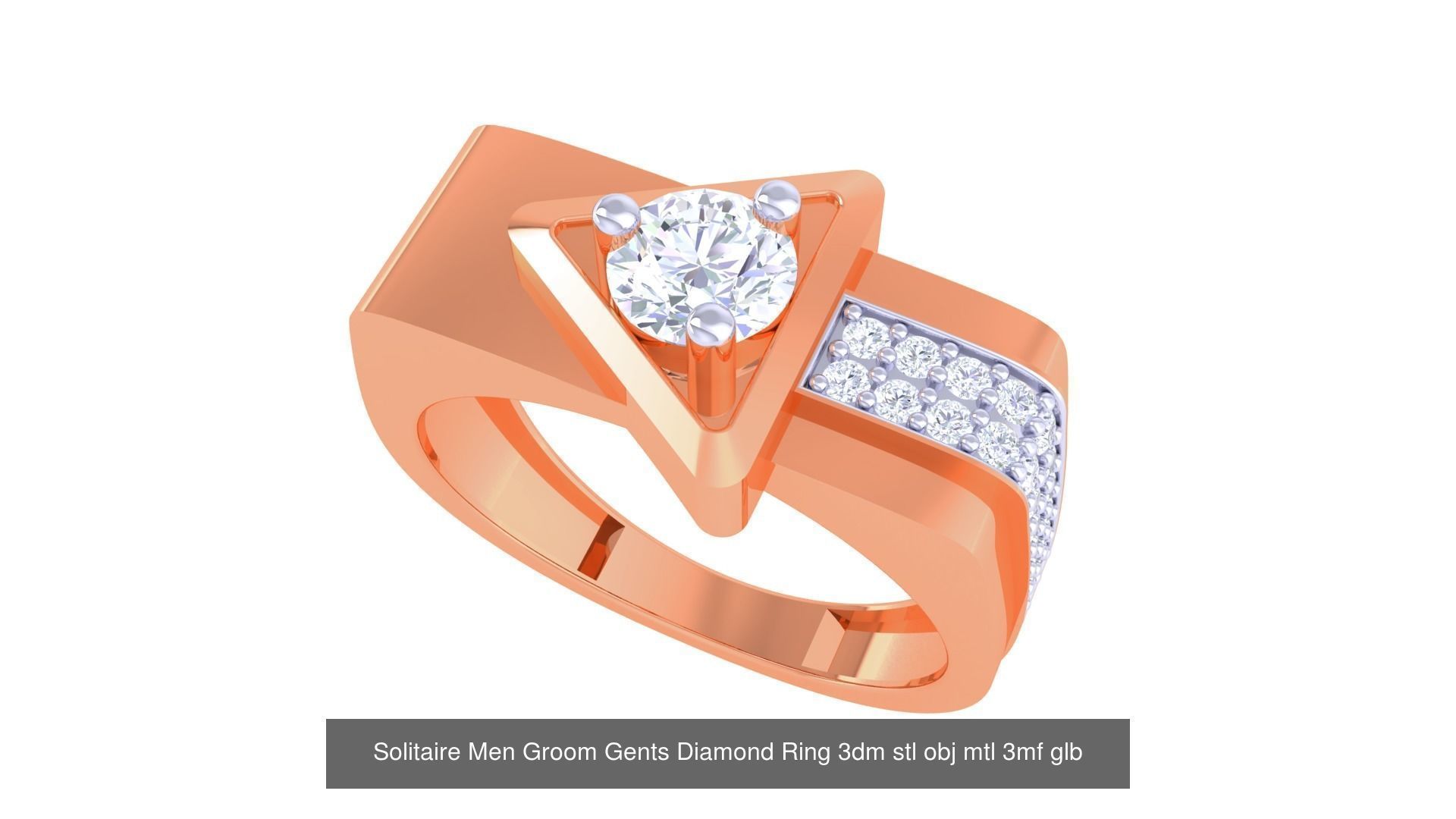 97 Solitaire Men Groom Gents Diamond Ring 3dm stl obj mtl 3mf  3D Model Collection_61