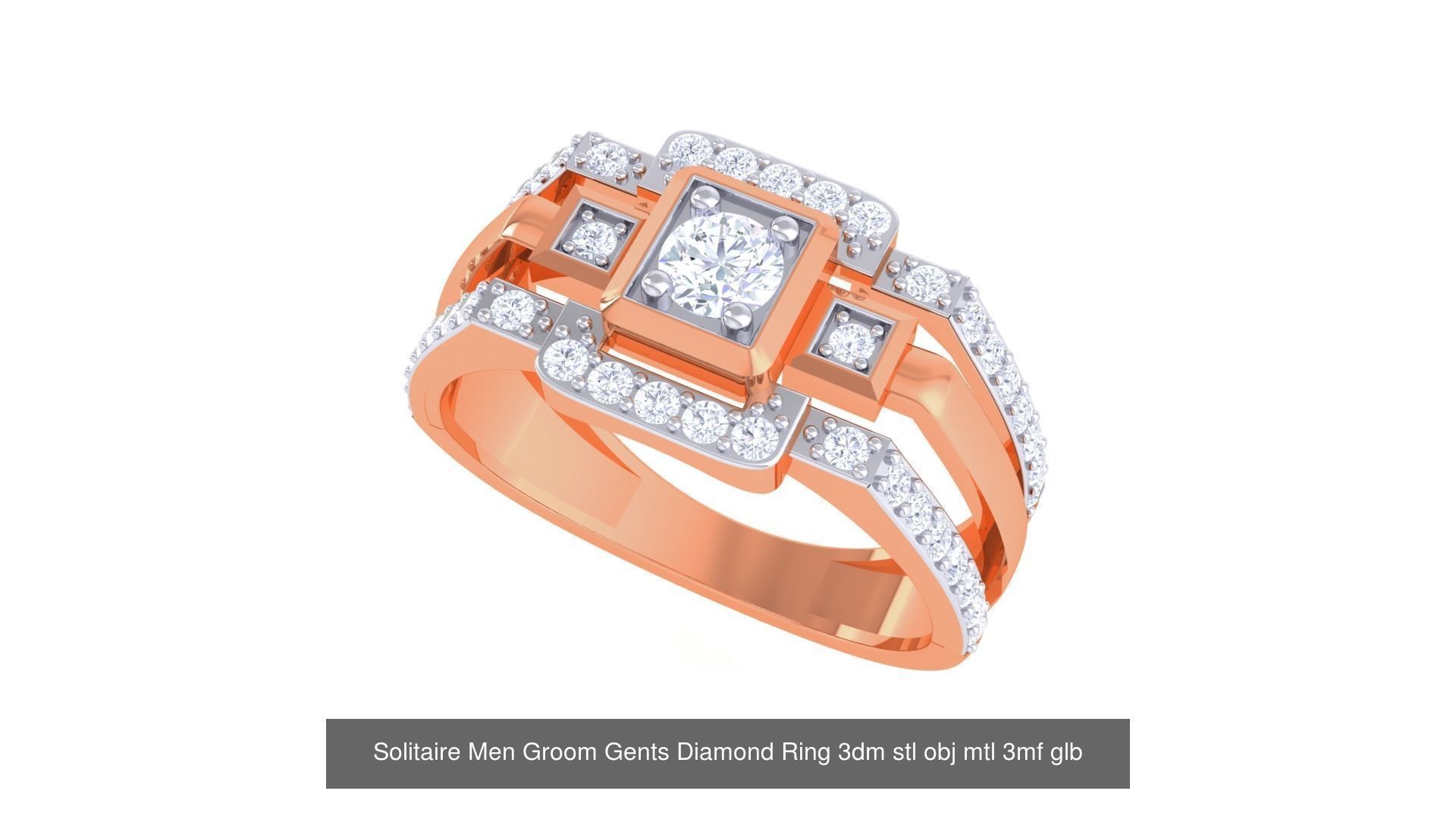 97 Solitaire Men Groom Gents Diamond Ring 3dm stl obj mtl 3mf  3D Model Collection_29