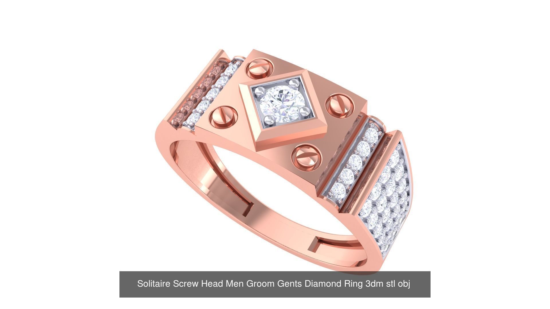 97 Solitaire Men Groom Gents Diamond Ring 3dm stl obj mtl 3mf  3D Model Collection_32