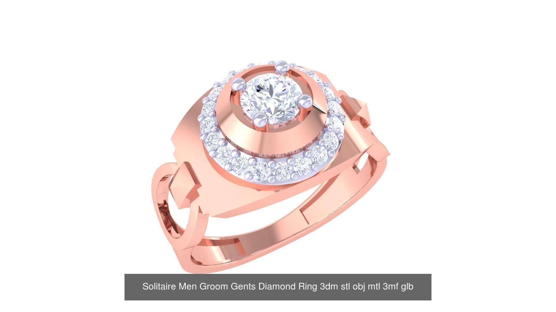 97 Solitaire Men Groom Gents Diamond Ring 3dm stl obj mtl 3mf  3D Model Collection_59