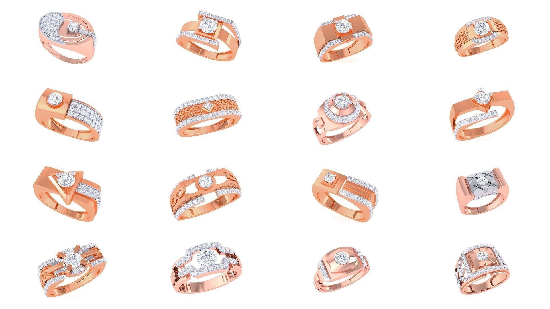 97 Solitaire Men Groom Gents Diamond Ring 3dm stl obj mtl 3mf  3D Model Collection_4