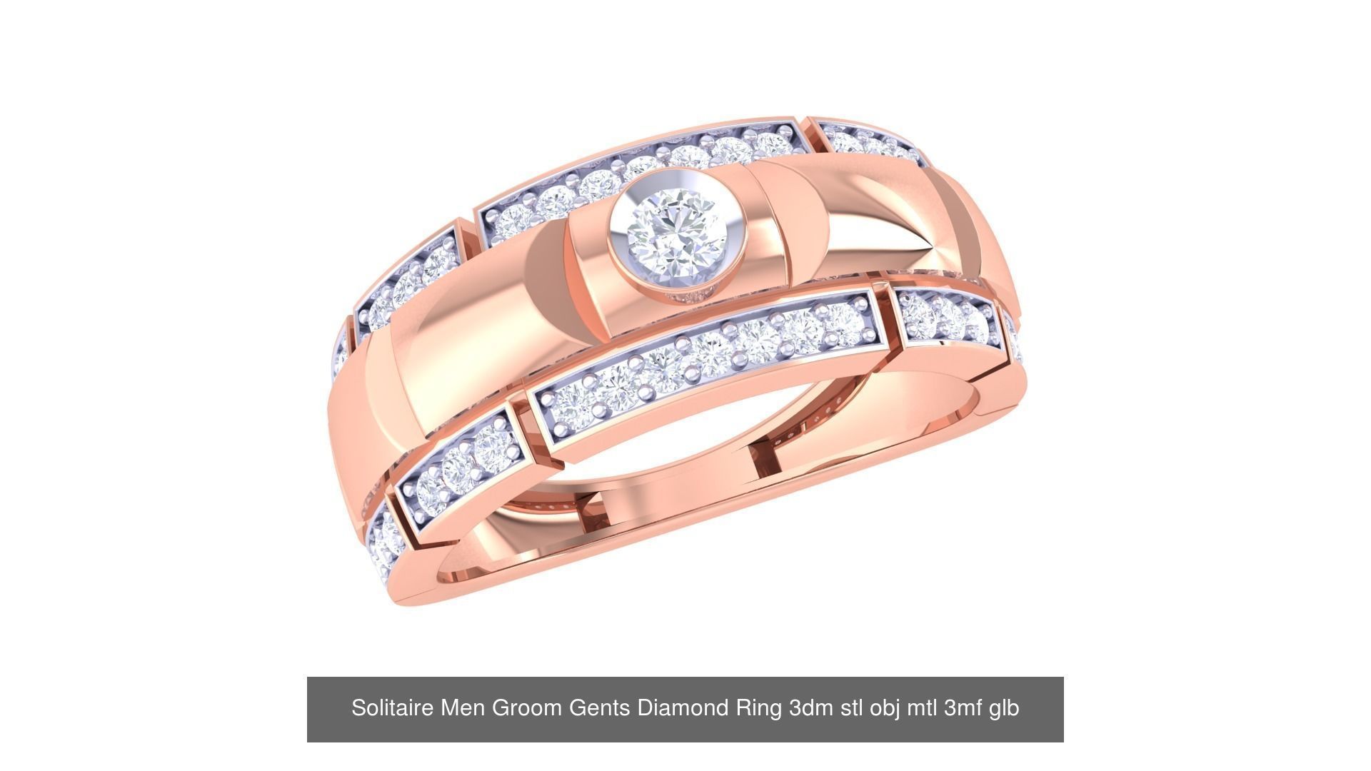 97 Solitaire Men Groom Gents Diamond Ring 3dm stl obj mtl 3mf  3D Model Collection_90
