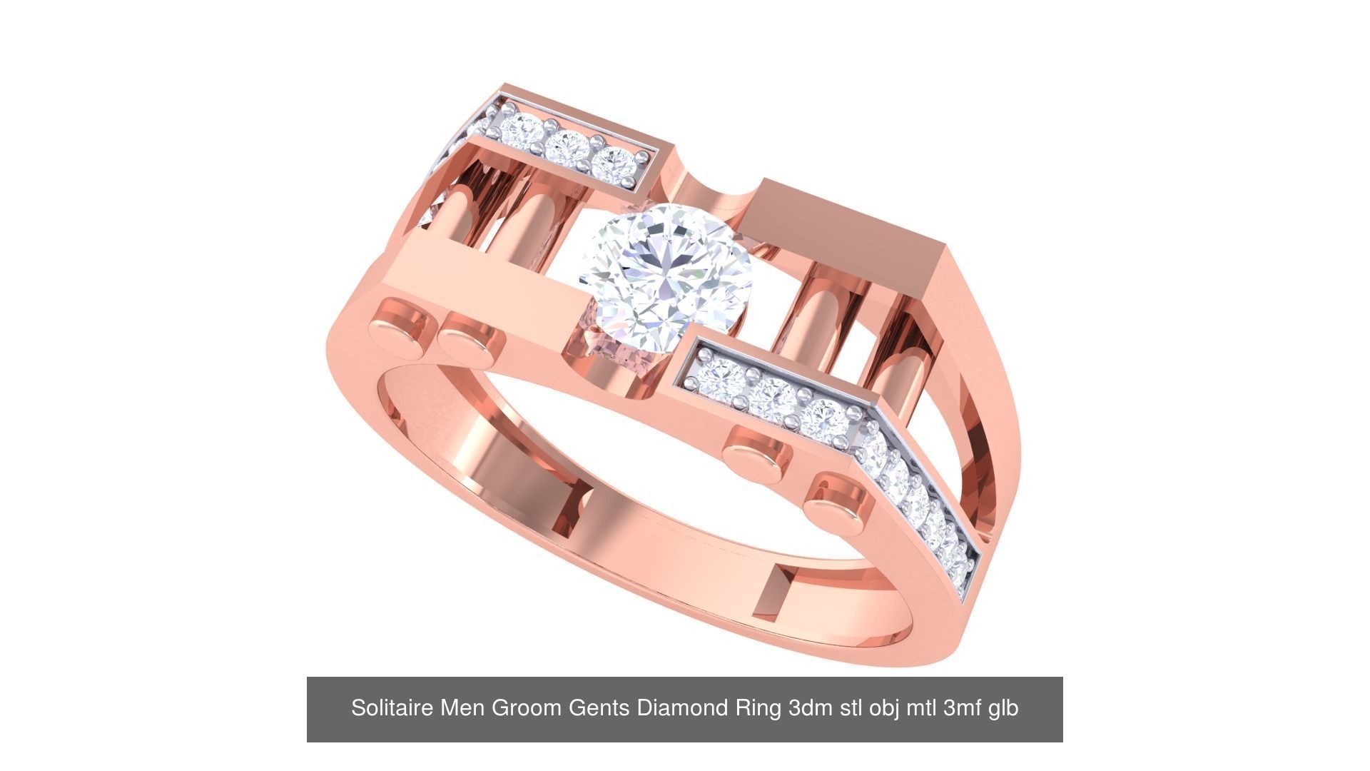97 Solitaire Men Groom Gents Diamond Ring 3dm stl obj mtl 3mf  3D Model Collection_24