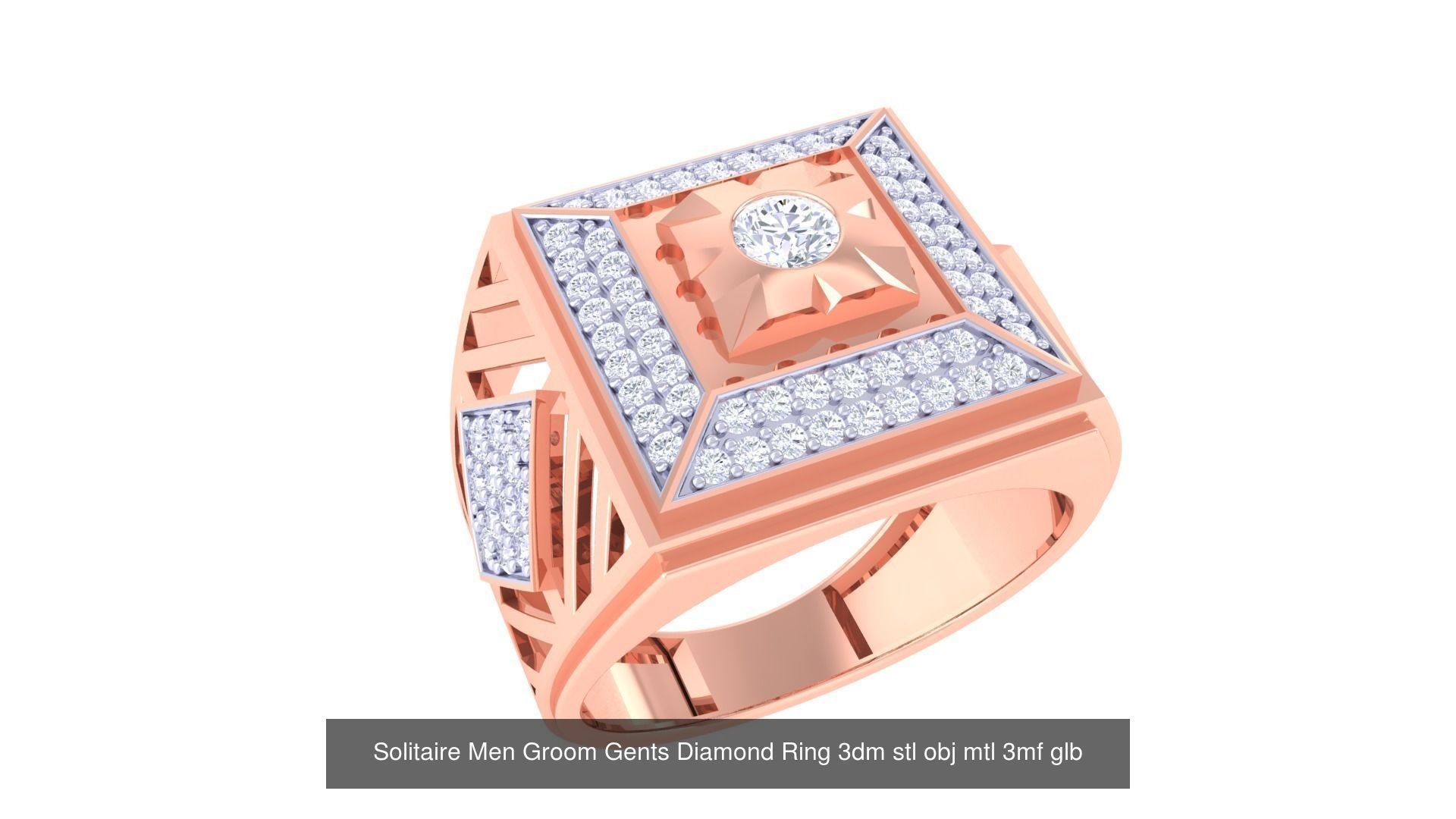 97 Solitaire Men Groom Gents Diamond Ring 3dm stl obj mtl 3mf  3D Model Collection_69