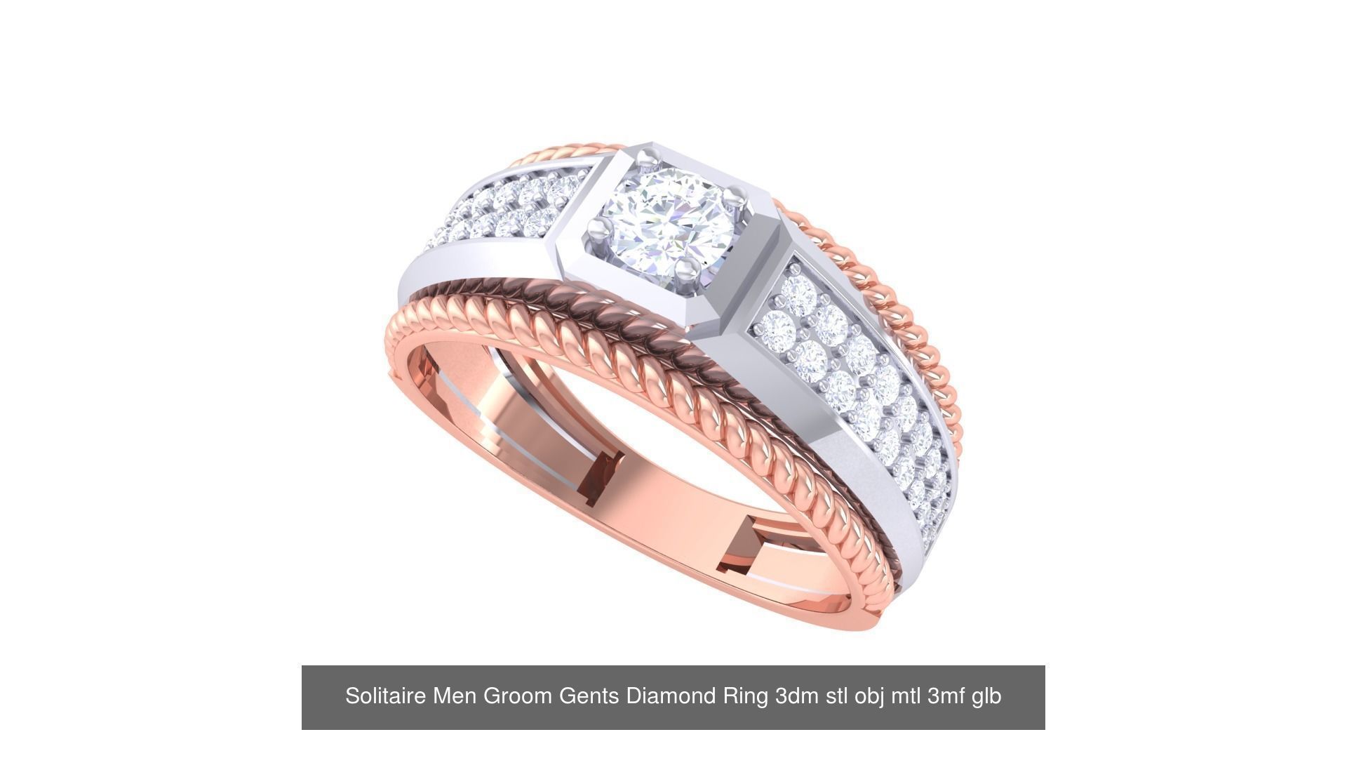 97 Solitaire Men Groom Gents Diamond Ring 3dm stl obj mtl 3mf  3D Model Collection_39
