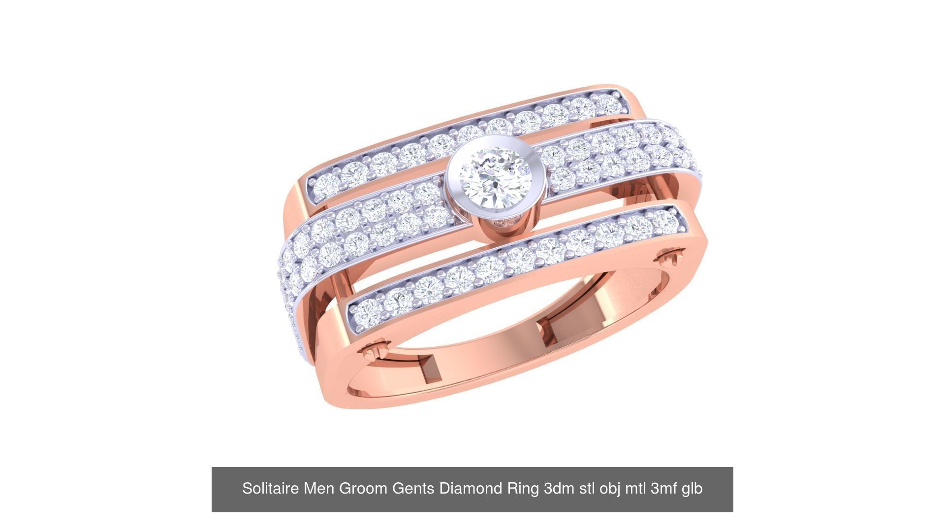 97 Solitaire Men Groom Gents Diamond Ring 3dm stl obj mtl 3mf  3D Model Collection_88