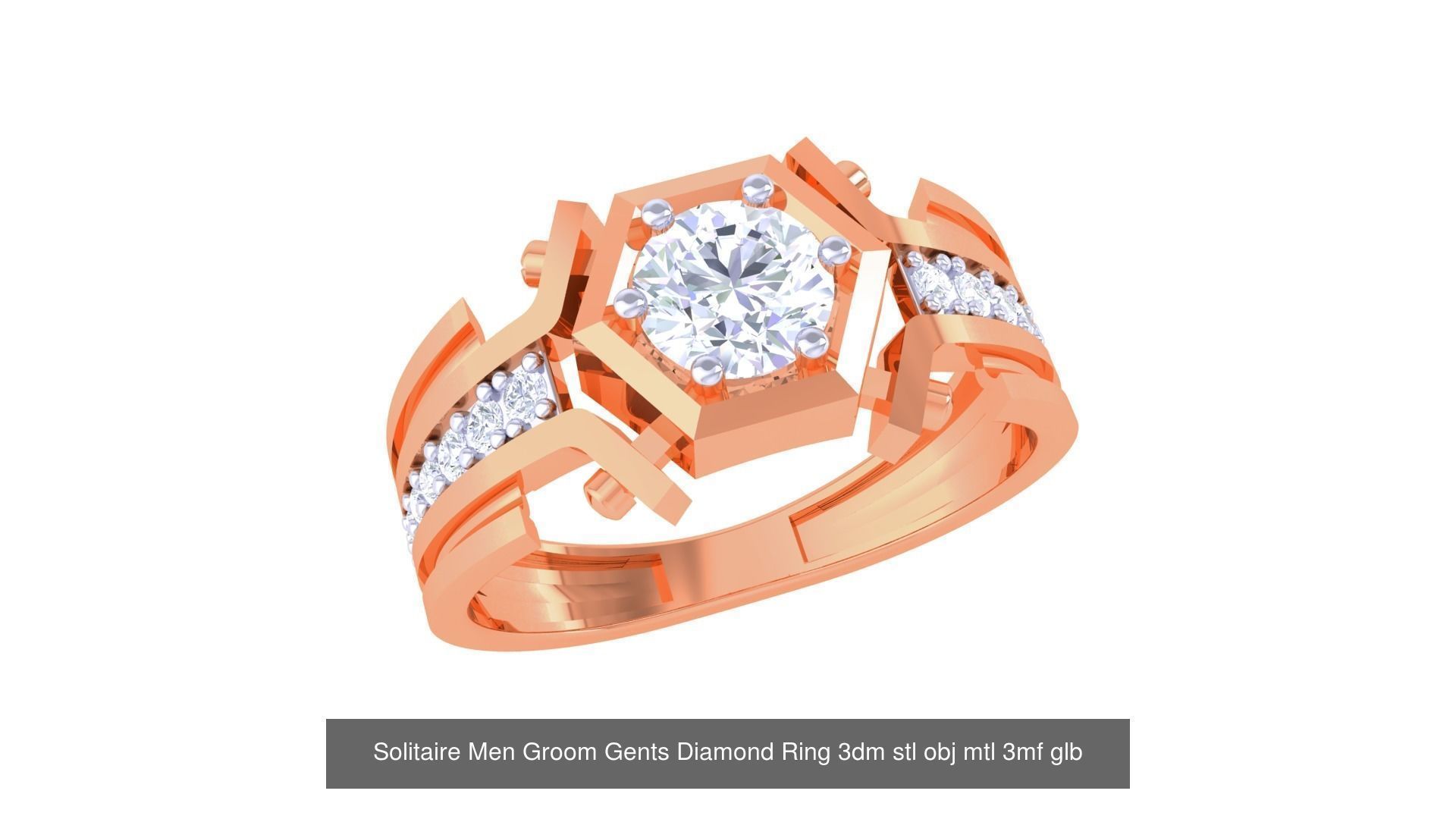 97 Solitaire Men Groom Gents Diamond Ring 3dm stl obj mtl 3mf  3D Model Collection_47