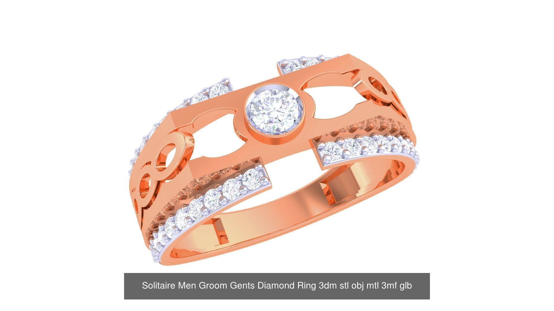 97 Solitaire Men Groom Gents Diamond Ring 3dm stl obj mtl 3mf  3D Model Collection_62