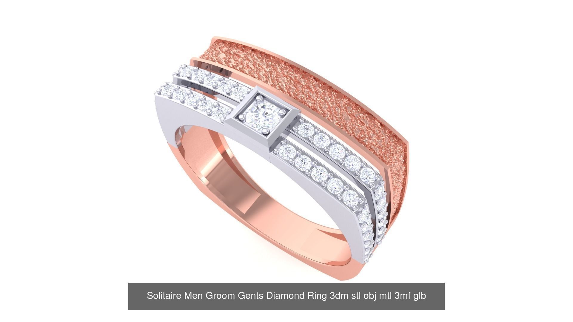 97 Solitaire Men Groom Gents Diamond Ring 3dm stl obj mtl 3mf  3D Model Collection_40