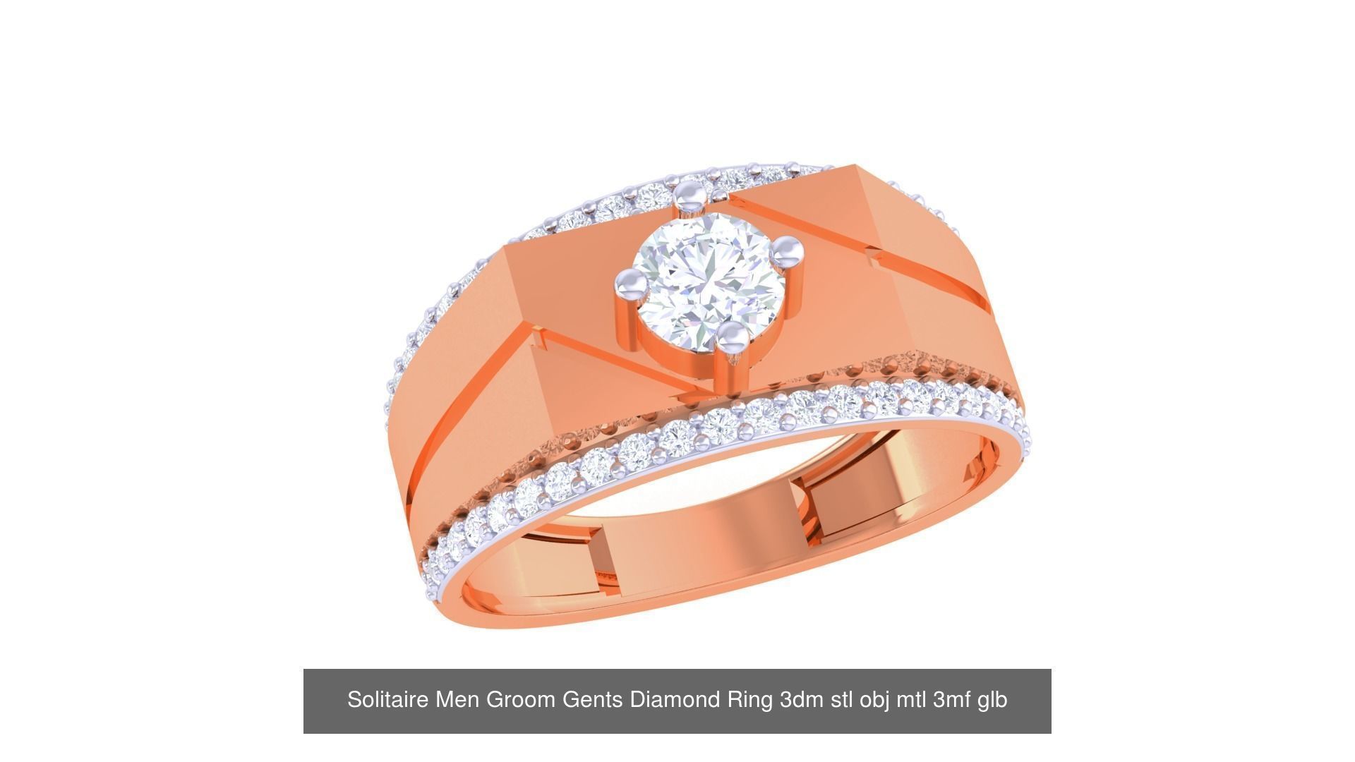 97 Solitaire Men Groom Gents Diamond Ring 3dm stl obj mtl 3mf  3D Model Collection_43