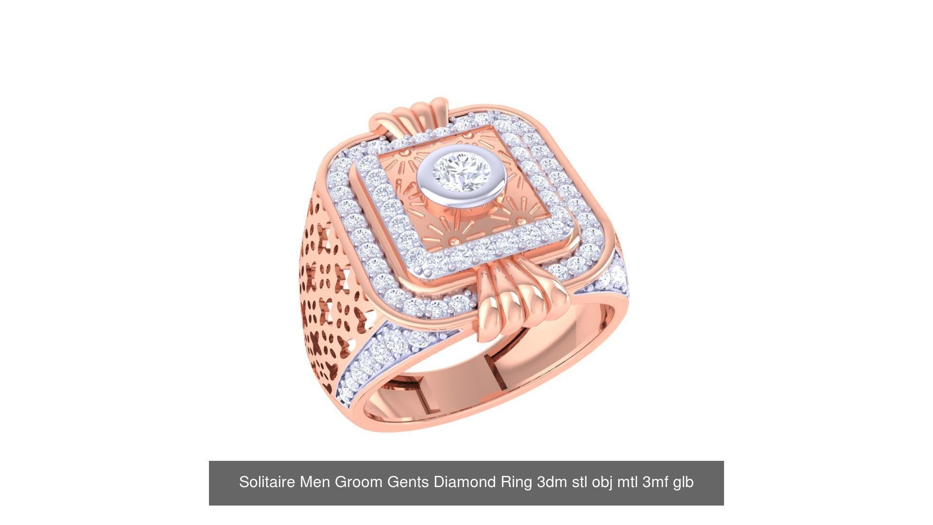 97 Solitaire Men Groom Gents Diamond Ring 3dm stl obj mtl 3mf  3D Model Collection_77