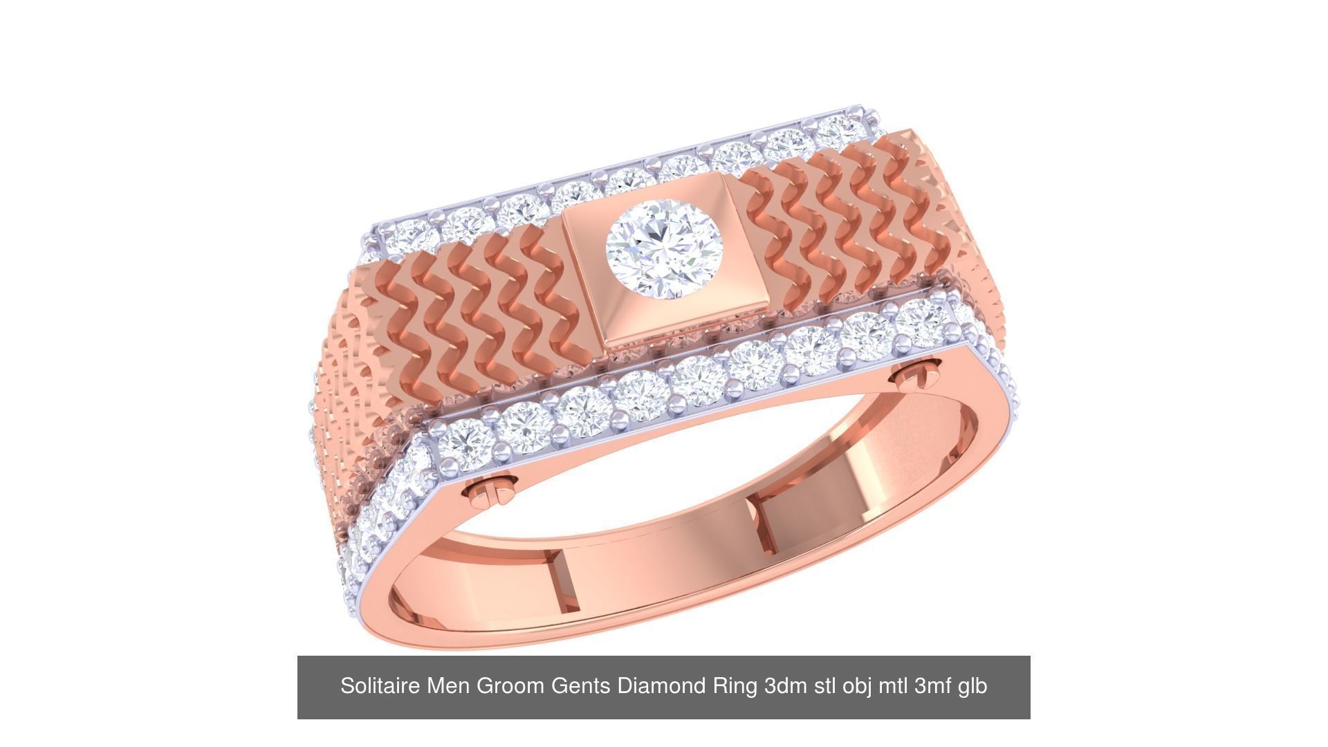 97 Solitaire Men Groom Gents Diamond Ring 3dm stl obj mtl 3mf  3D Model Collection_94