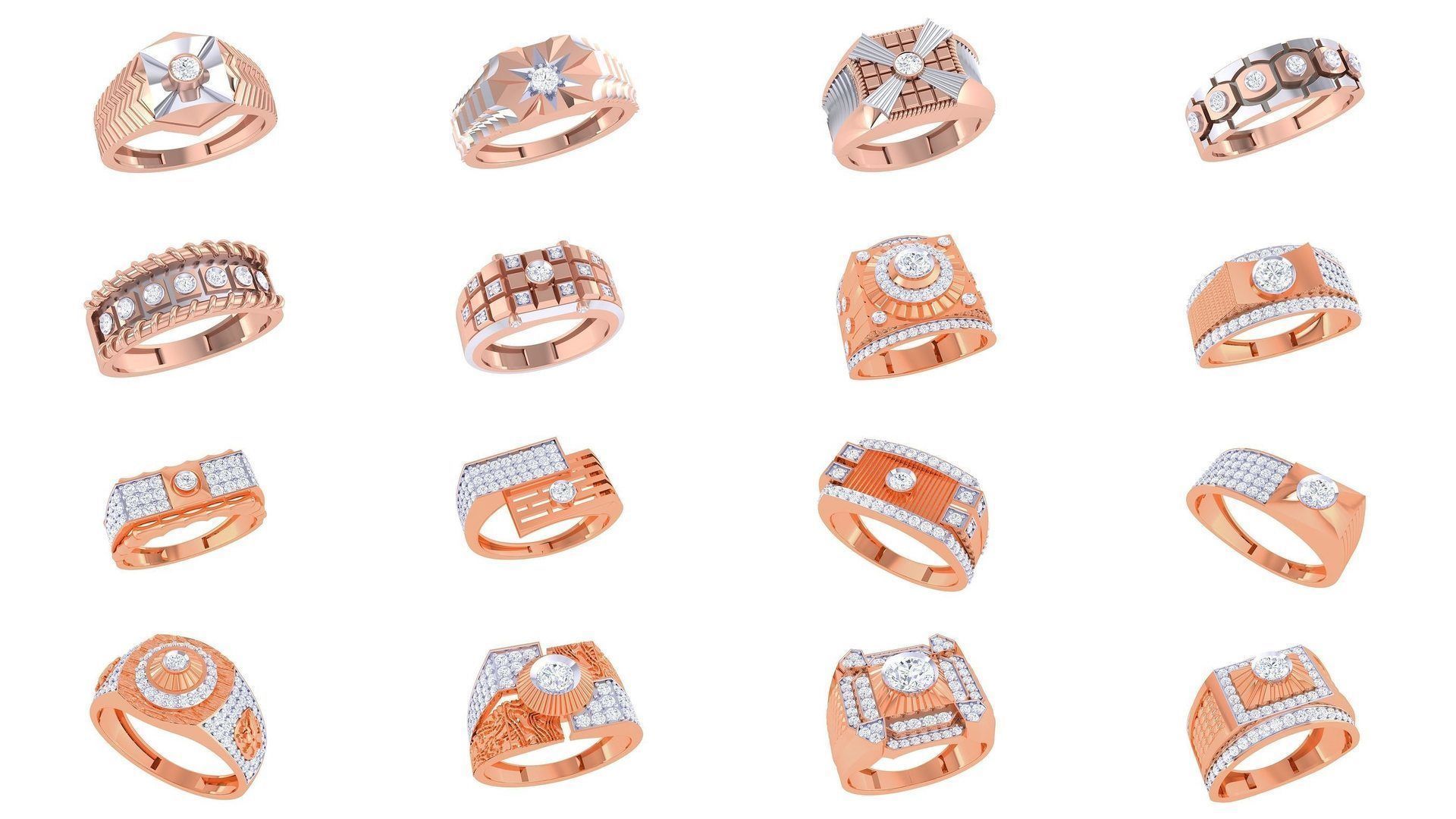 97 Solitaire Men Groom Gents Diamond Ring 3dm stl obj mtl 3mf  3D Model Collection_1