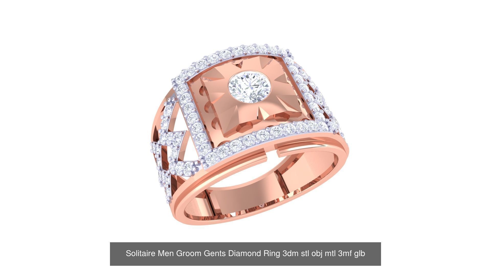 97 Solitaire Men Groom Gents Diamond Ring 3dm stl obj mtl 3mf  3D Model Collection_68