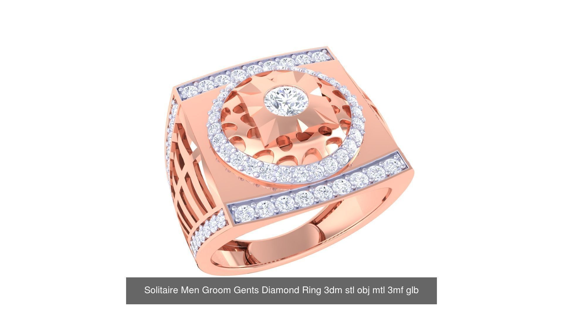 97 Solitaire Men Groom Gents Diamond Ring 3dm stl obj mtl 3mf  3D Model Collection_79