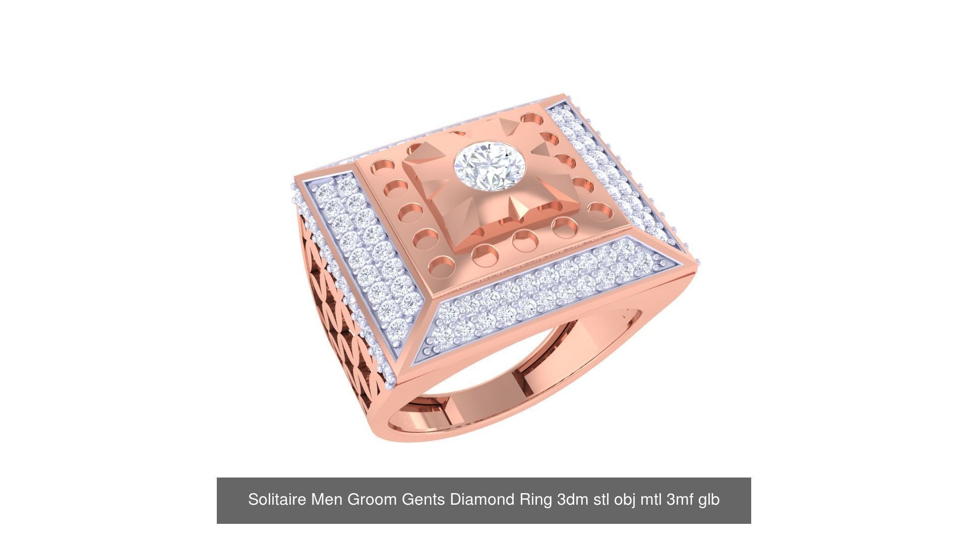 97 Solitaire Men Groom Gents Diamond Ring 3dm stl obj mtl 3mf  3D Model Collection_74