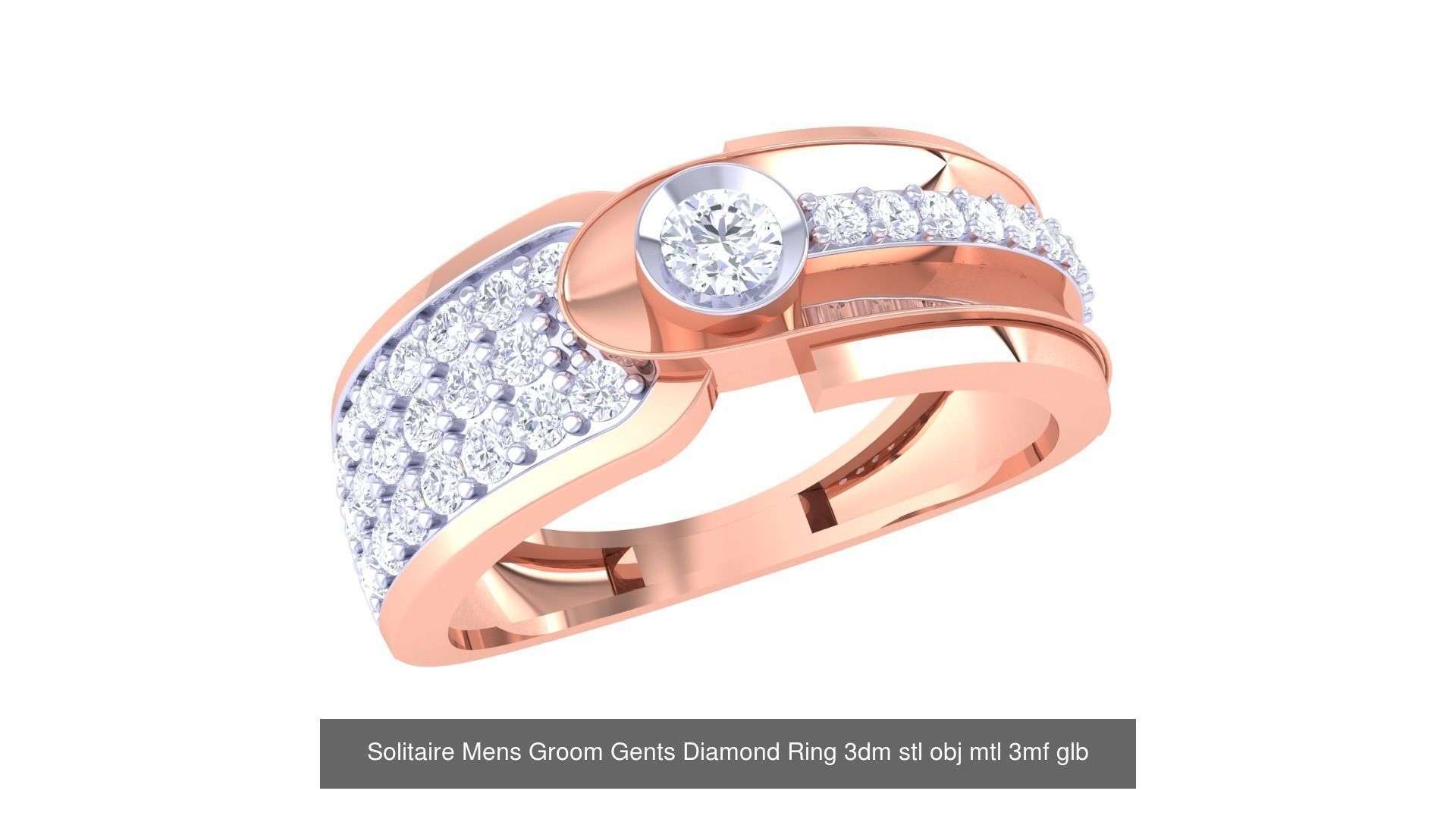 97 Solitaire Men Groom Gents Diamond Ring 3dm stl obj mtl 3mf  3D Model Collection_91
