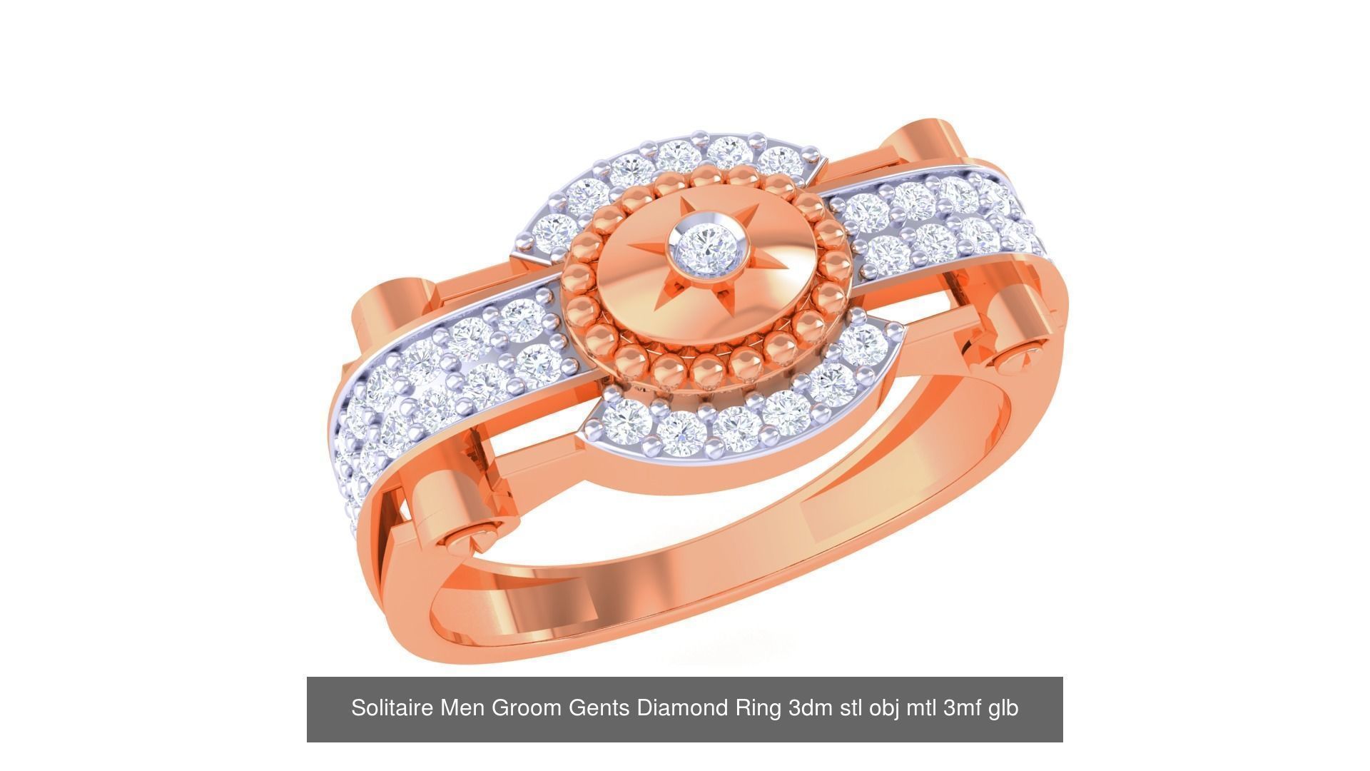 97 Solitaire Men Groom Gents Diamond Ring 3dm stl obj mtl 3mf  3D Model Collection_45