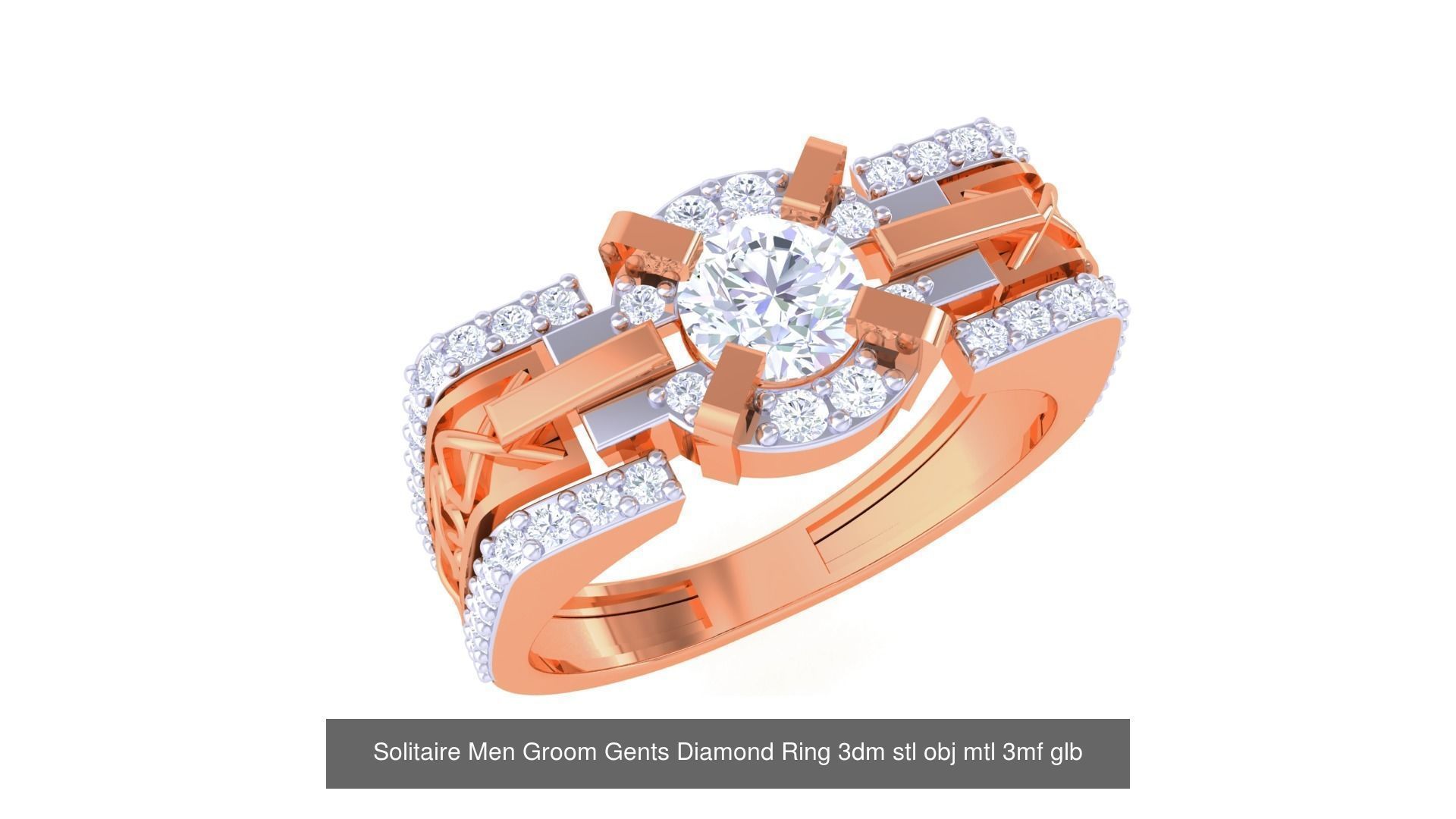 97 Solitaire Men Groom Gents Diamond Ring 3dm stl obj mtl 3mf  3D Model Collection_65