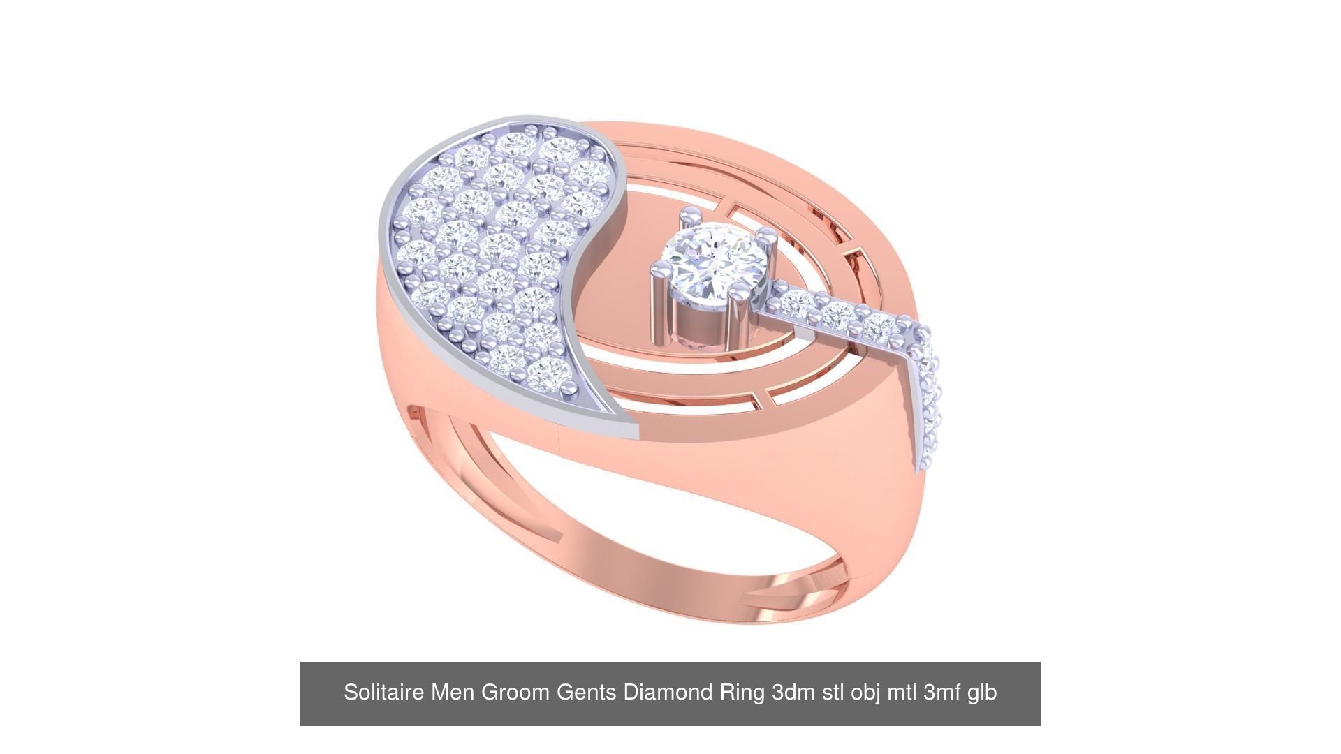 97 Solitaire Men Groom Gents Diamond Ring 3dm stl obj mtl 3mf  3D Model Collection_53