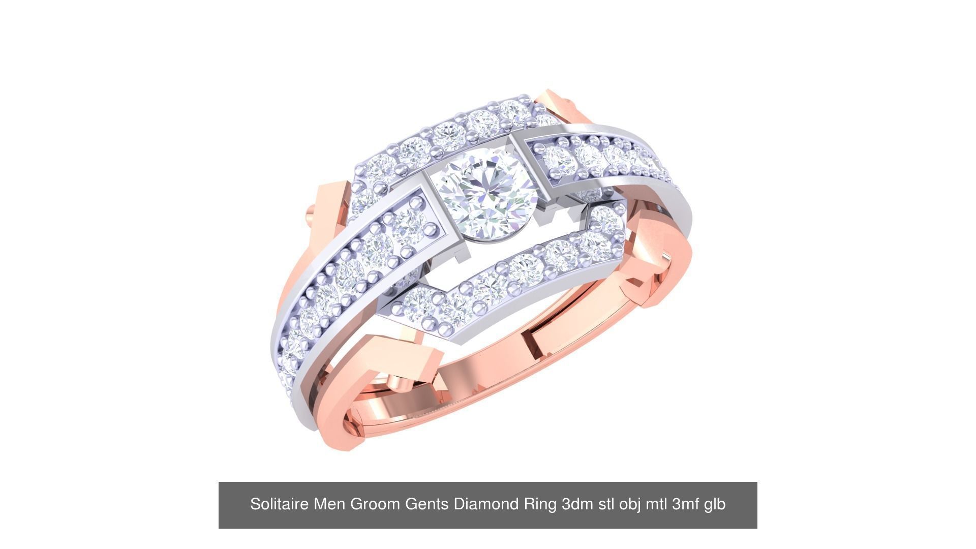 97 Solitaire Men Groom Gents Diamond Ring 3dm stl obj mtl 3mf  3D Model Collection_41