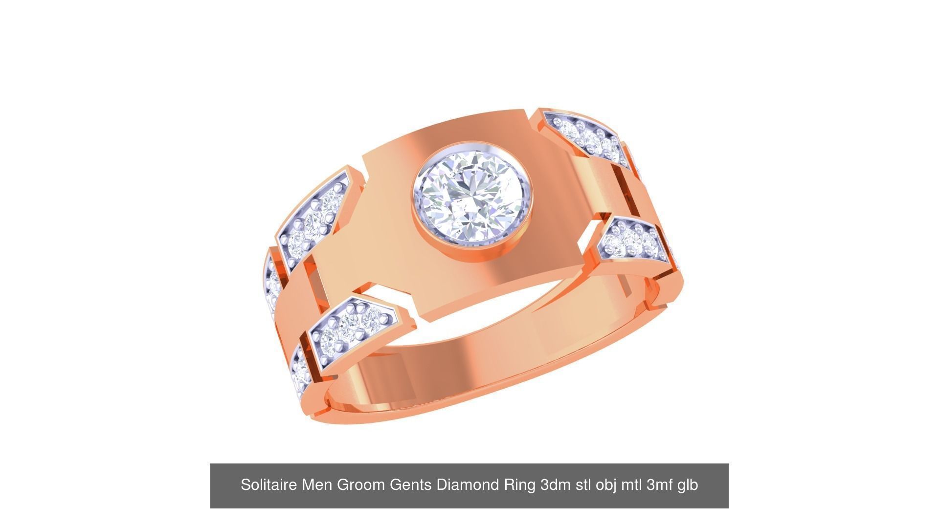 97 Solitaire Men Groom Gents Diamond Ring 3dm stl obj mtl 3mf  3D Model Collection_42