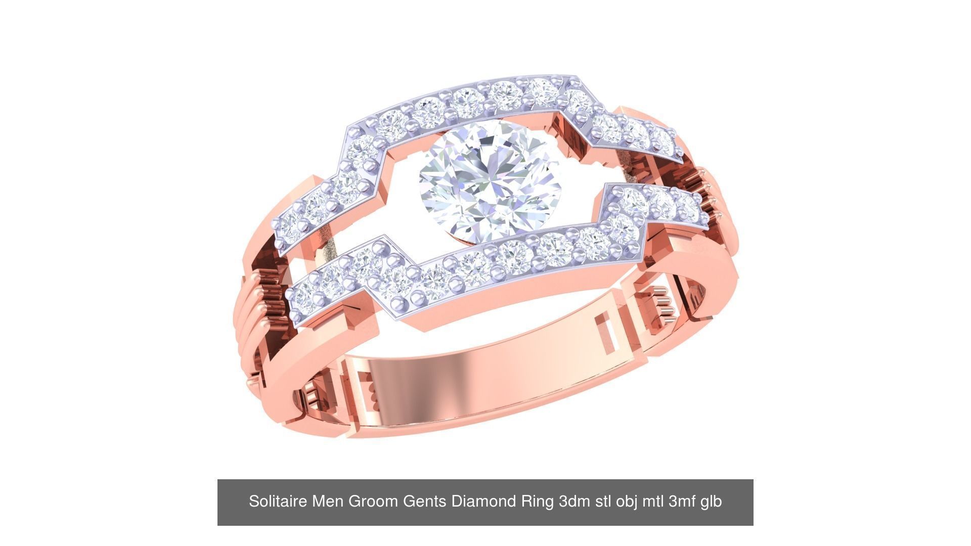 97 Solitaire Men Groom Gents Diamond Ring 3dm stl obj mtl 3mf  3D Model Collection_66