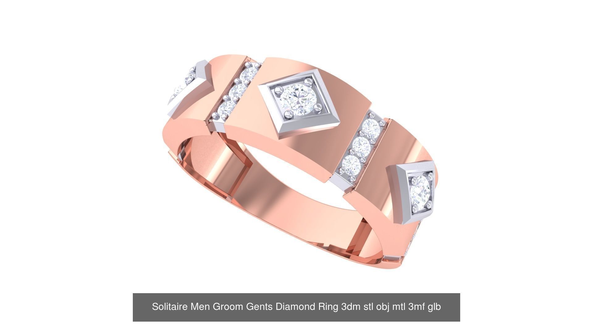 97 Solitaire Men Groom Gents Diamond Ring 3dm stl obj mtl 3mf  3D Model Collection_26