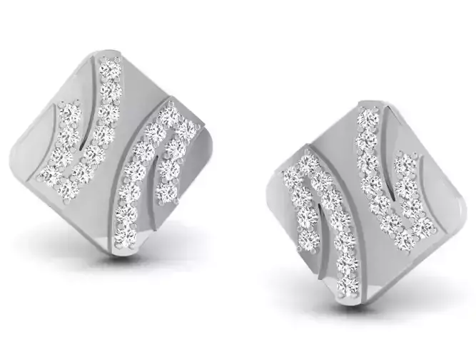 Gold Diamond Women Earring 3D print Model