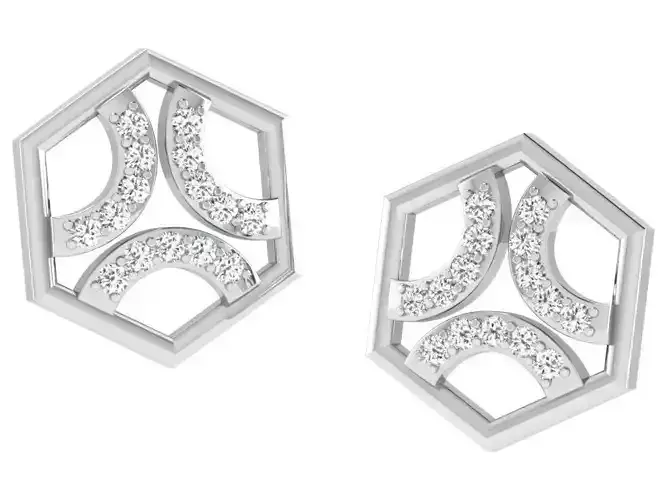 Gold Diamond Women Earring 3D print Model