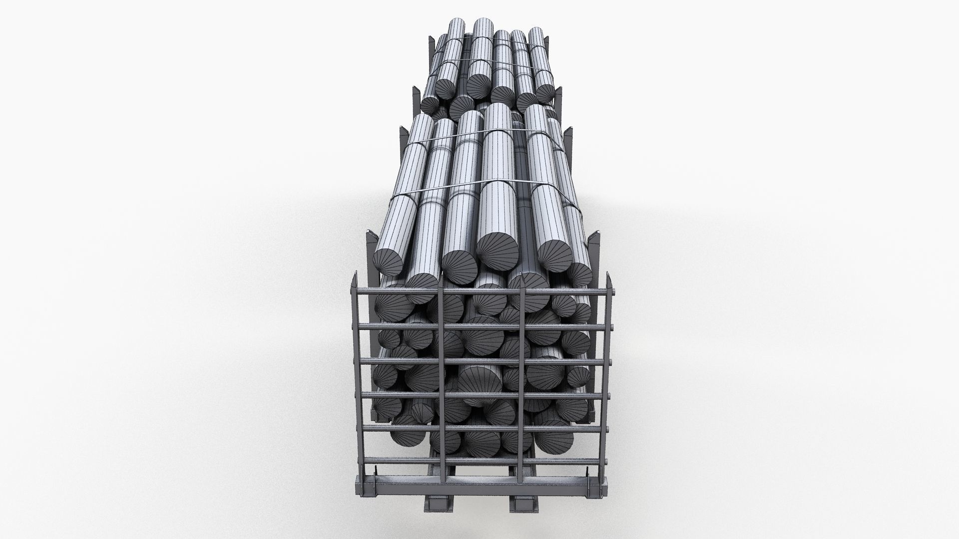 Log trailer Low-poly 3D model_13